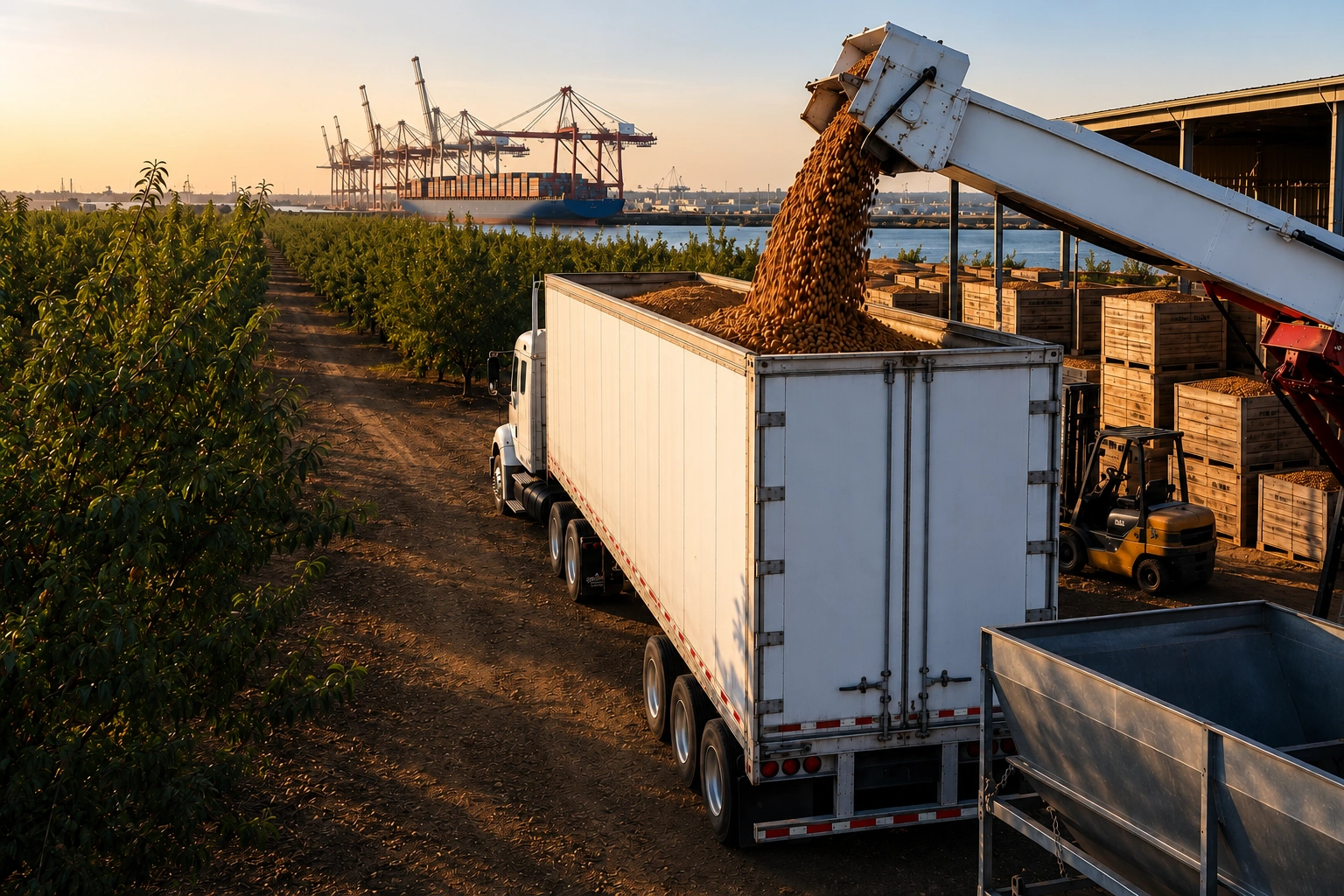 Farm produce loading for cross-border shipment
